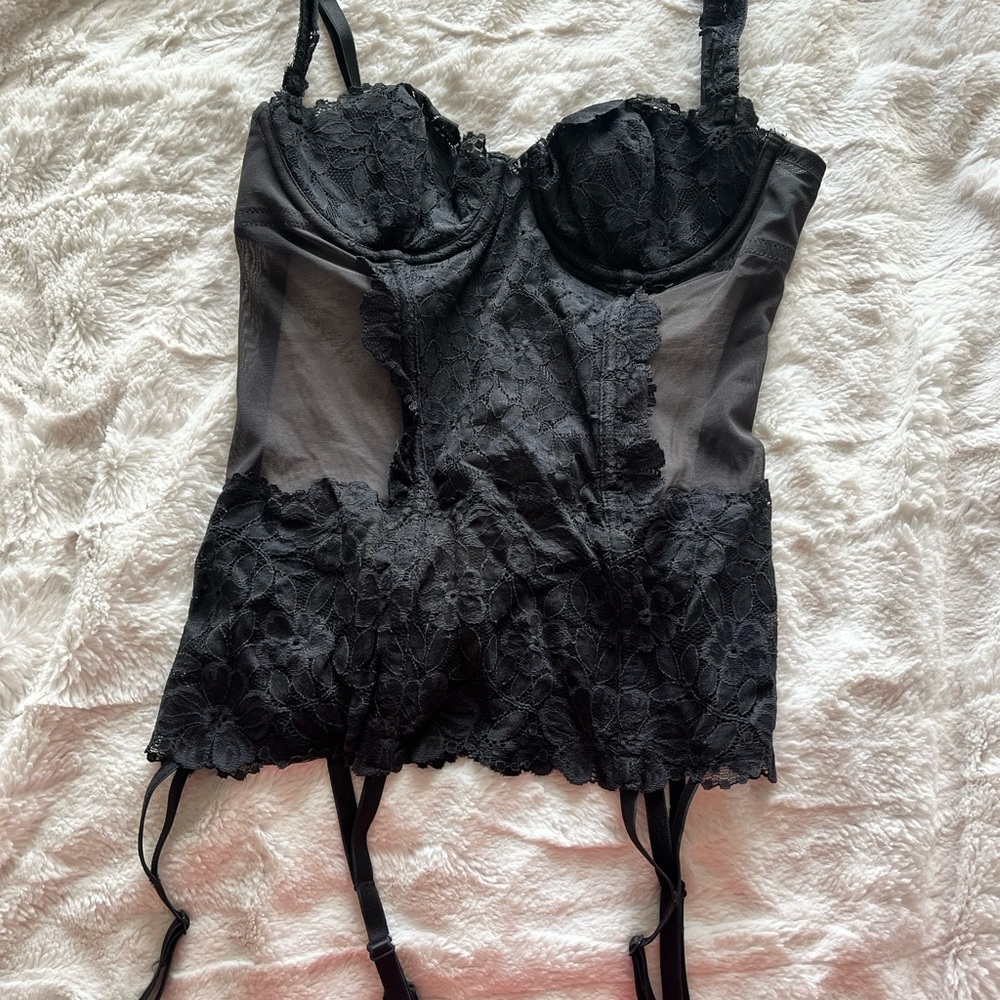 Vintage Victoria Secret Black Lace Corset